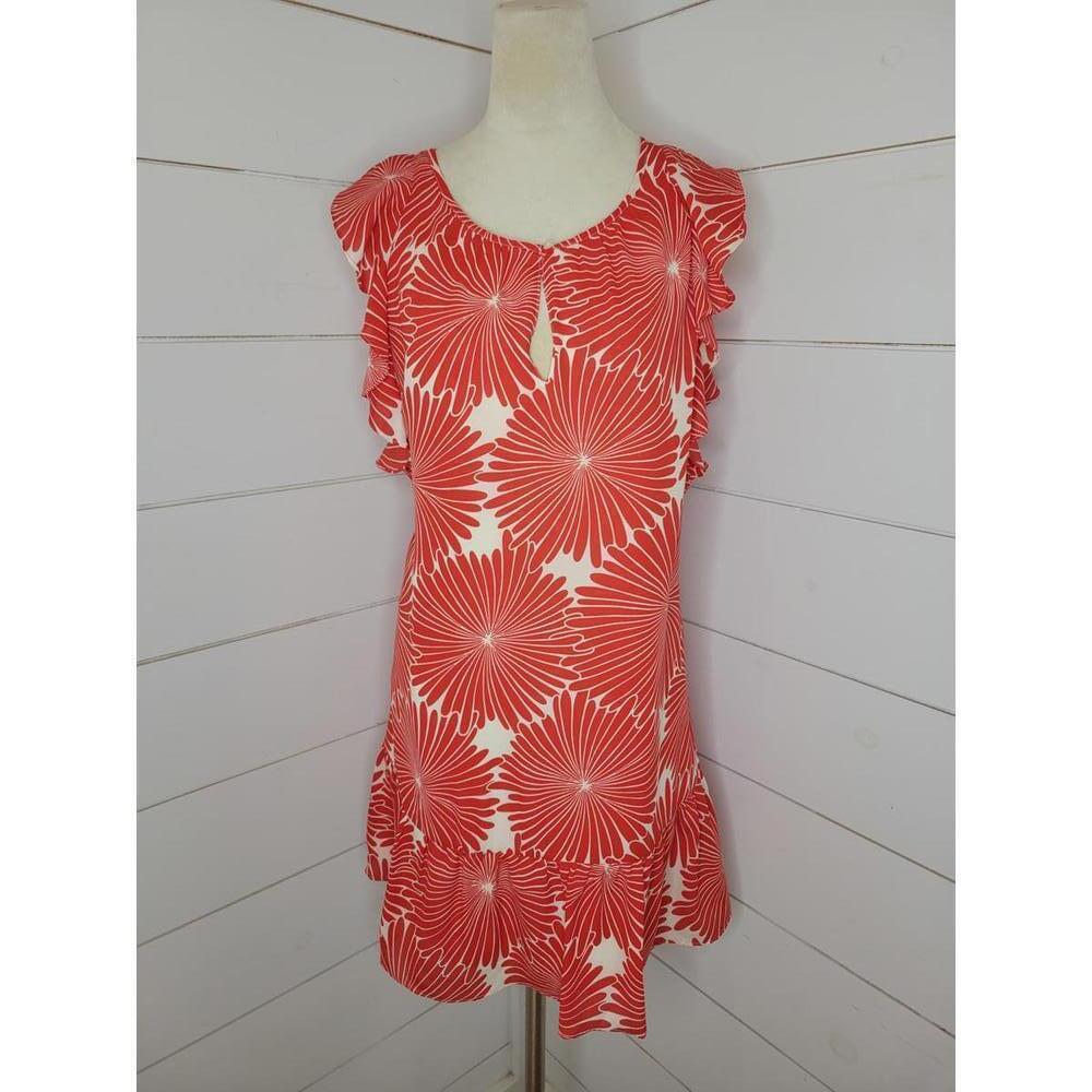 J Crew Small white & red floral knee length shift dress